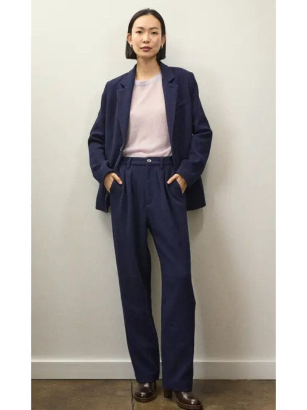 ALEX MILL x Becky Malinsky Holiday Things Blue Pleated Pants, Size 4, NWT $295